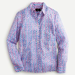 NWT J. Crew Pink and Blue Classic Popover Shirt in Chevron 3X